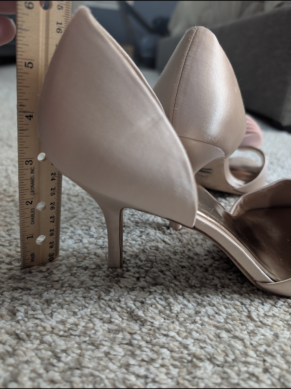 Badgley Mischka Pink Satin Peep-Toe Heels with Floral Accent - Picture 7 of 7